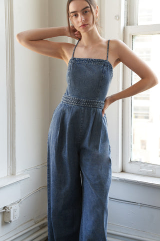 STOLEN GLANCES DENIM JUMPSUIT - By Baano