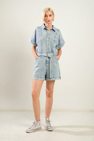 COUNTRYSIDE CHARM DENIM ROMPER - By Baano