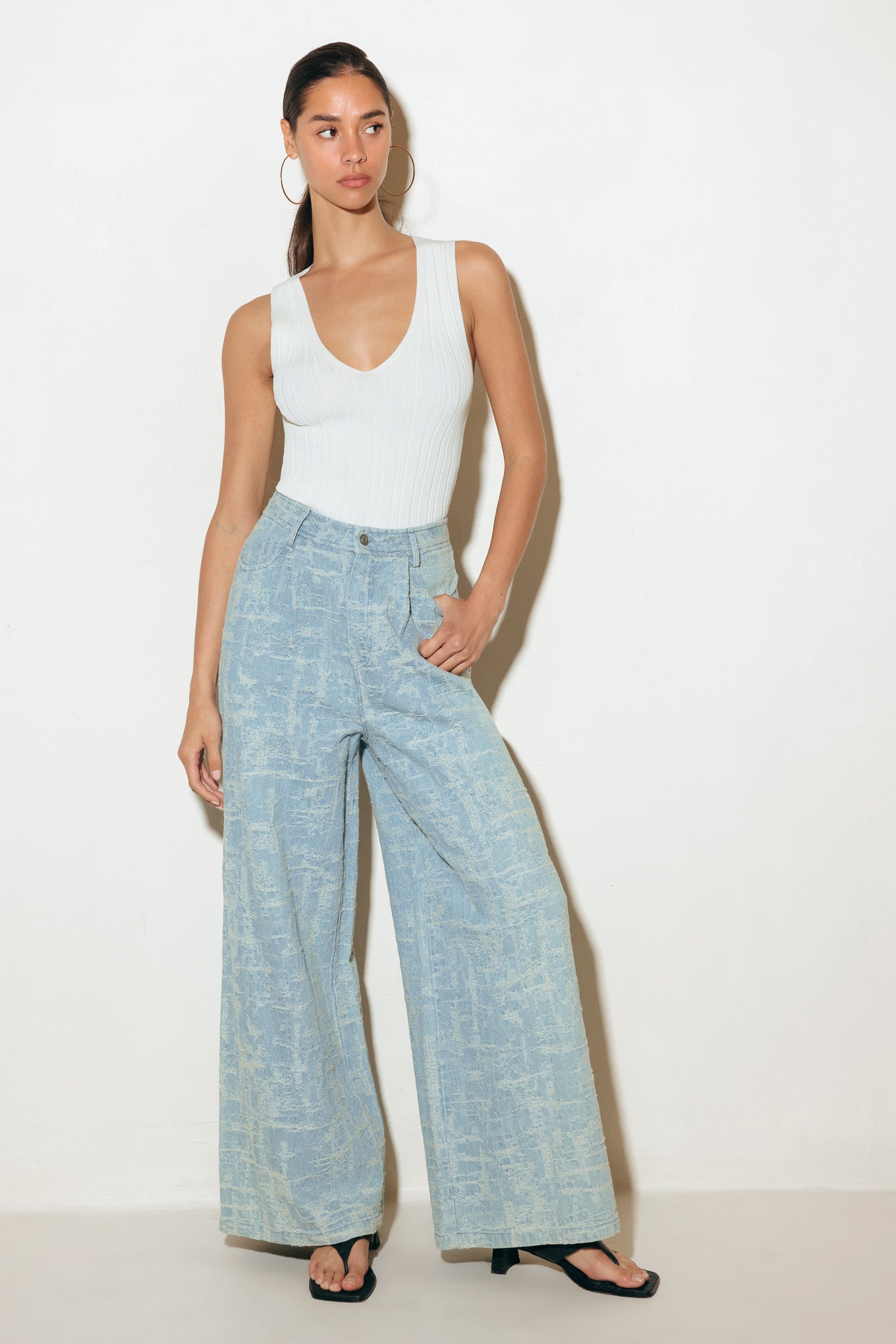 AIRY ROMANCE WIDE LEG DENIM PANTS - By Baano