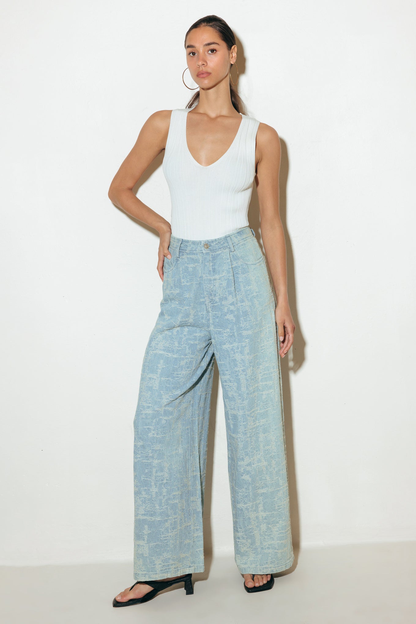 AIRY ROMANCE WIDE LEG DENIM PANTS - By Baano