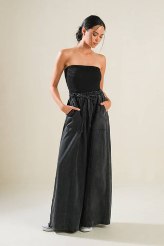 BLACK TEA WITH YOU MIX MEDIA JUMPSUIT - By Baano