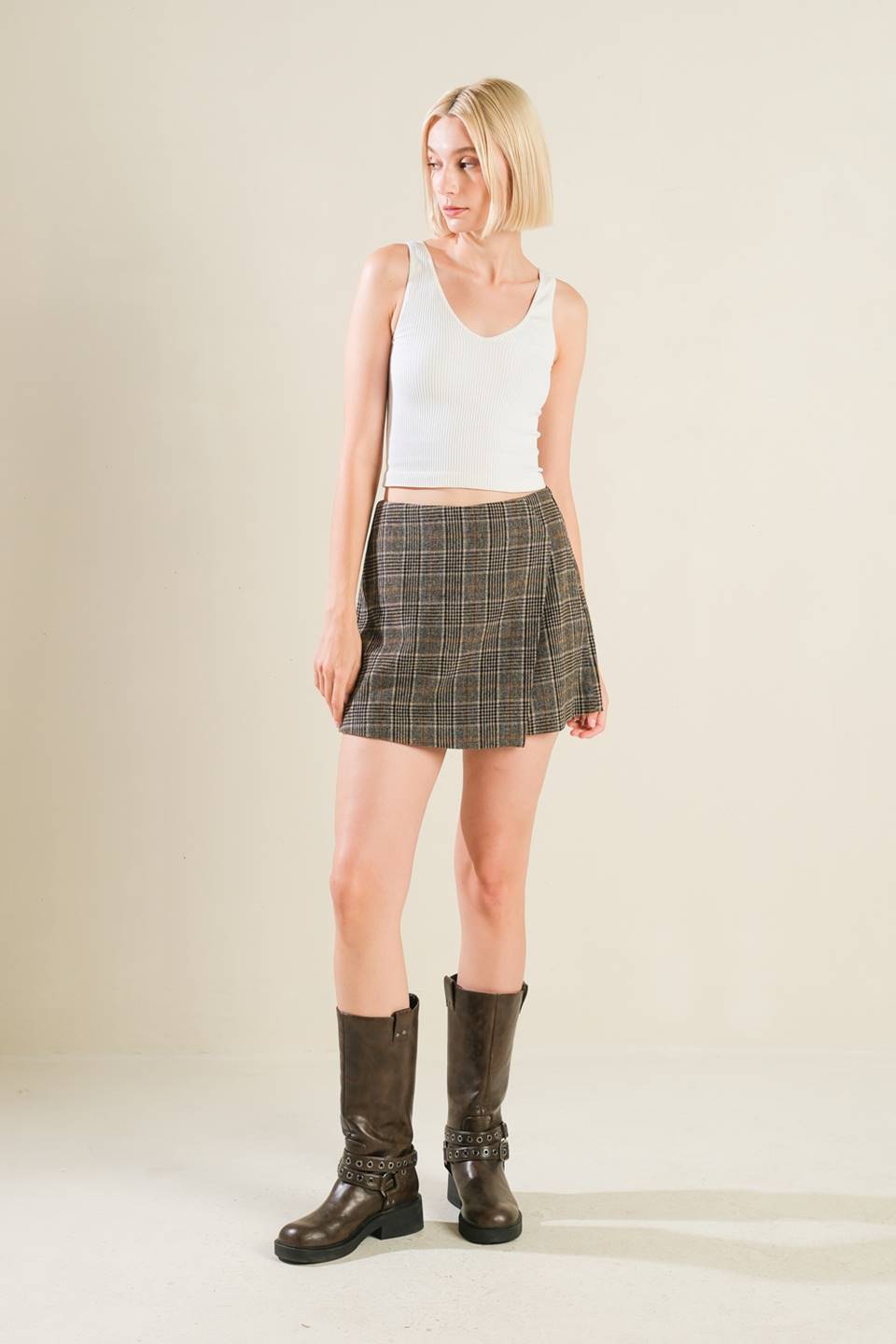 ETERNAL DEVOTION PLAID SKORT - By Baano