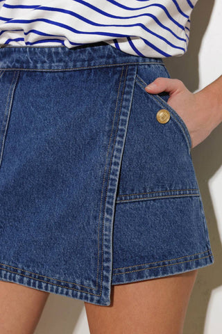 FOR A SECOND DENIM SKORT - By Baano