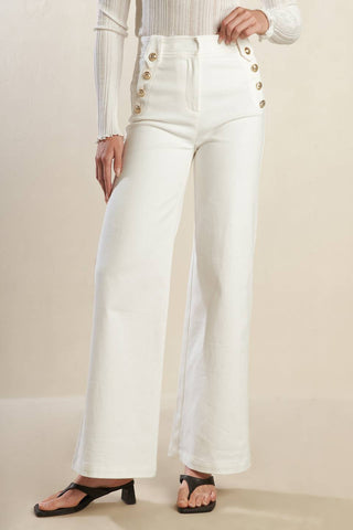 LILY PETAL WHITE WOVEN PANTS - By Baano