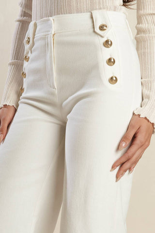 LILY PETAL WHITE WOVEN PANTS - By Baano