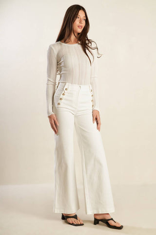 LILY PETAL WHITE WOVEN PANTS - By Baano