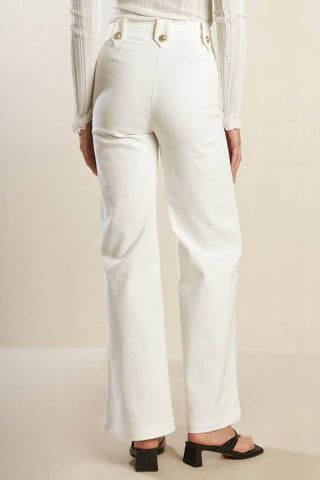 LILY PETAL WHITE WOVEN PANTS - By Baano