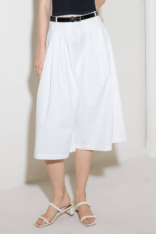 LUMINOUS GRACE WHITE WOVEN CULOTTE PANTS - By Baano