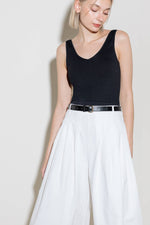 LUMINOUS GRACE WHITE WOVEN CULOTTE PANTS - By Baano