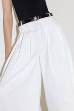 LUMINOUS GRACE WHITE WOVEN CULOTTE PANTS - By Baano
