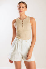 LOVE LETTERS WHITE WOVEN SHORT - By Baano