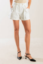 LOVE LETTERS WHITE WOVEN SHORT - By Baano