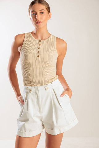 LOVE LETTERS WHITE WOVEN SHORT - By Baano
