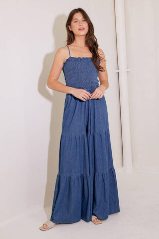 FEELING FREE INDIGO DENIM JUMPSUIT