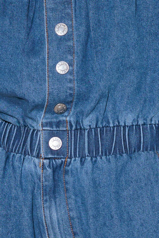 GRACEFULLY WRAPPED MEDIUM DENIM ROMPER - By Baano