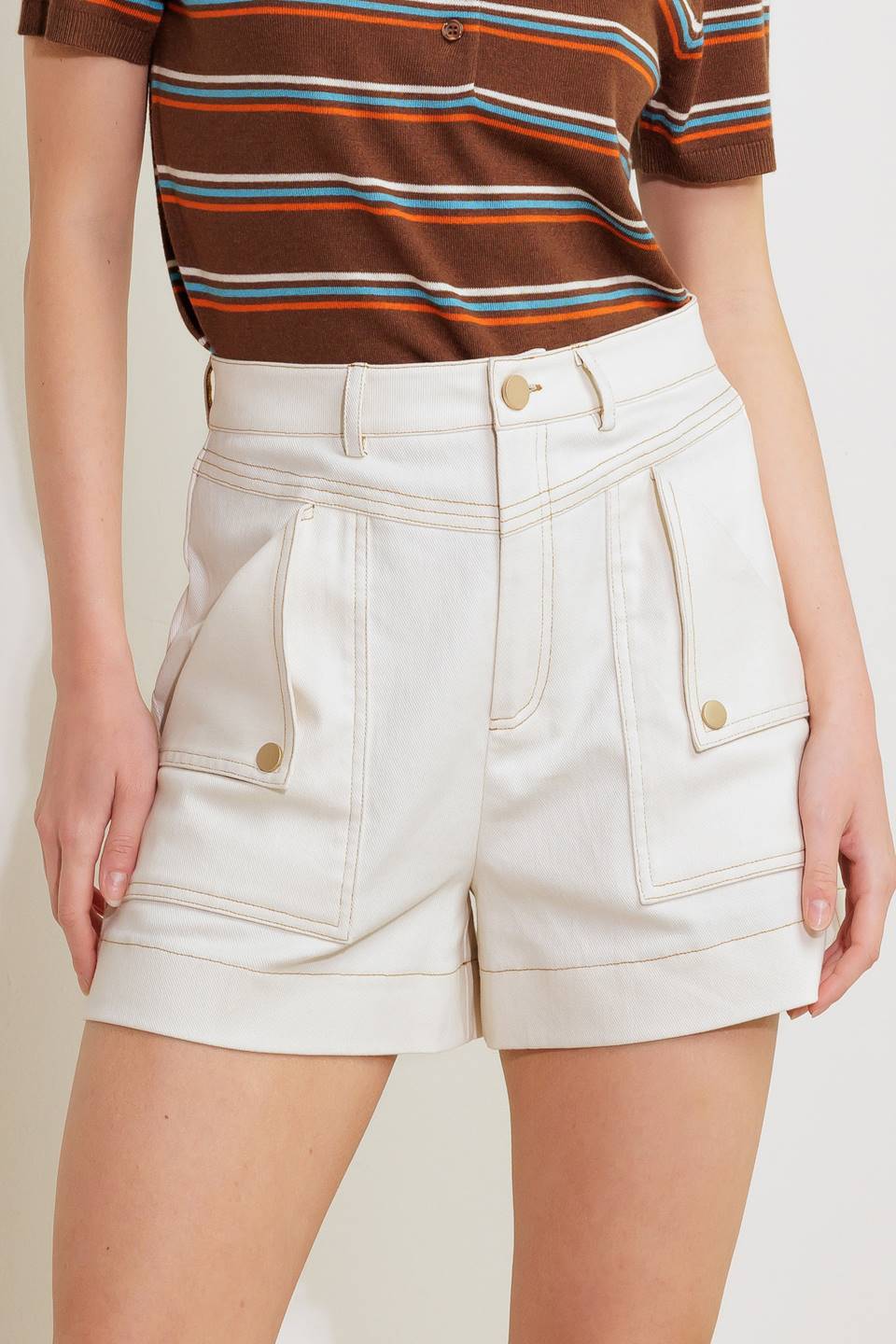 SIMPLY MINE CREAM WOVEN SHORT - By Baano