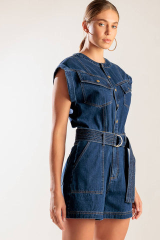 A LITTLE BIT OF THIS DENIM ROMPER - By Baano
