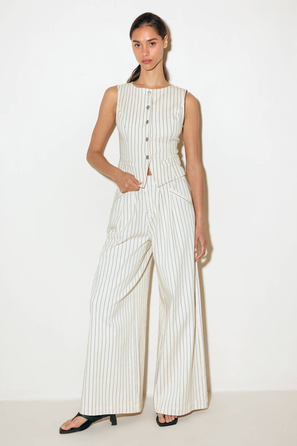 COFFEE RUN STRIPED WOVEN PANTS - By Baano