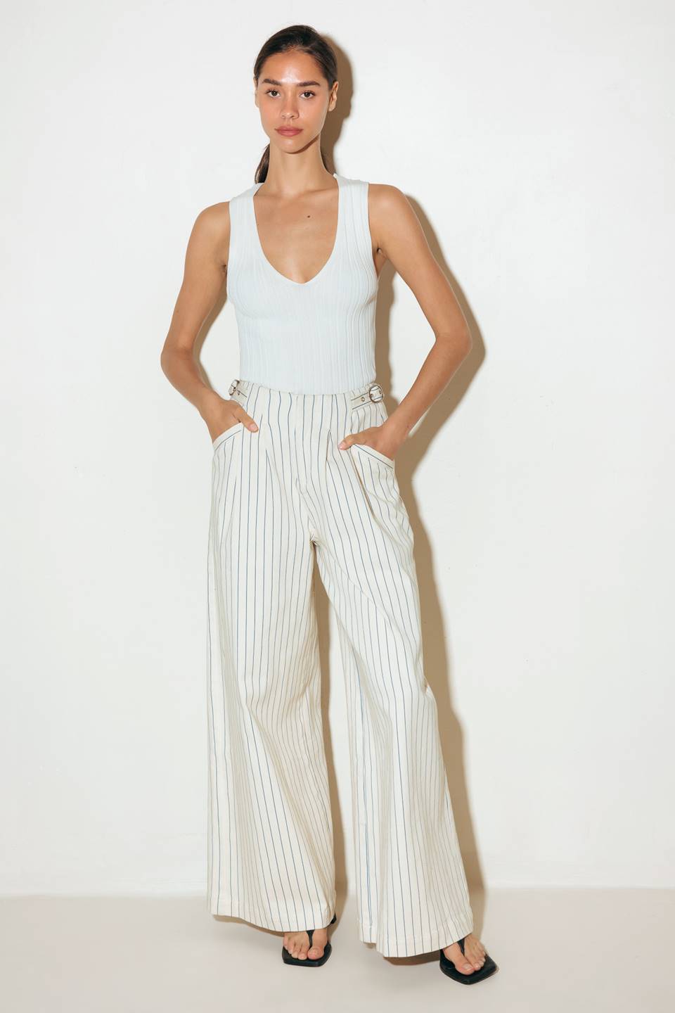 COFFEE RUN STRIPED WOVEN PANTS - By Baano