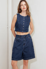 COFFEE PETAL DENIM SHORT - By Baano