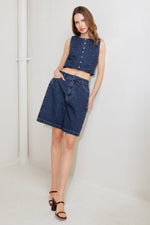 COFFEE PETAL DENIM SHORT - By Baano