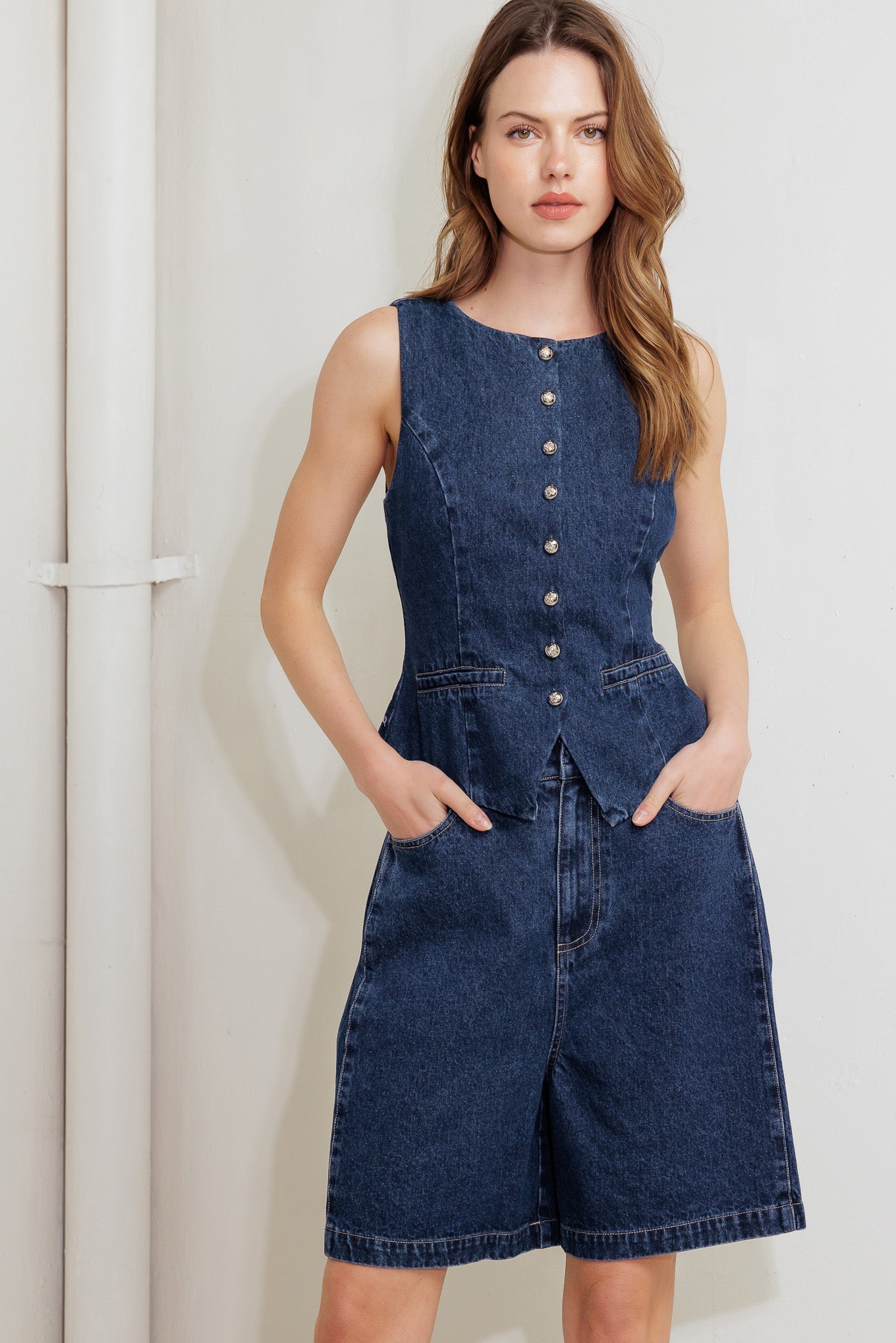 COFFEE PETAL DENIM SHORT - By Baano