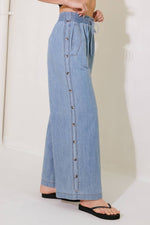 RIVERSIDE SIPS LIGHT INDIGO CHAMBRAY PANTS - By Baano