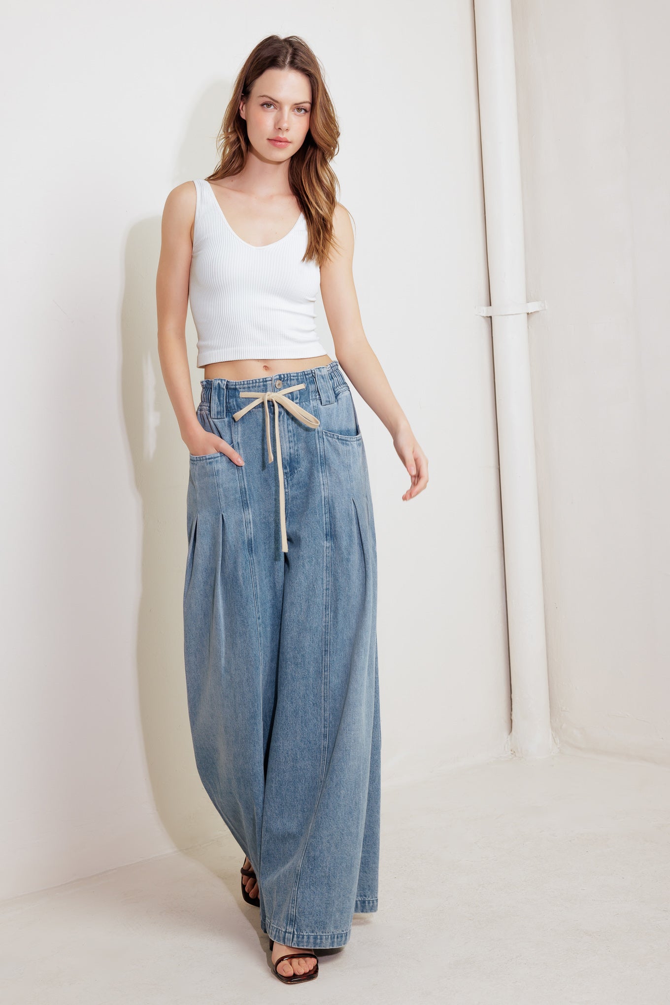CALM & COLLECTED BLUE DENIM PANTS Flying Tomato
