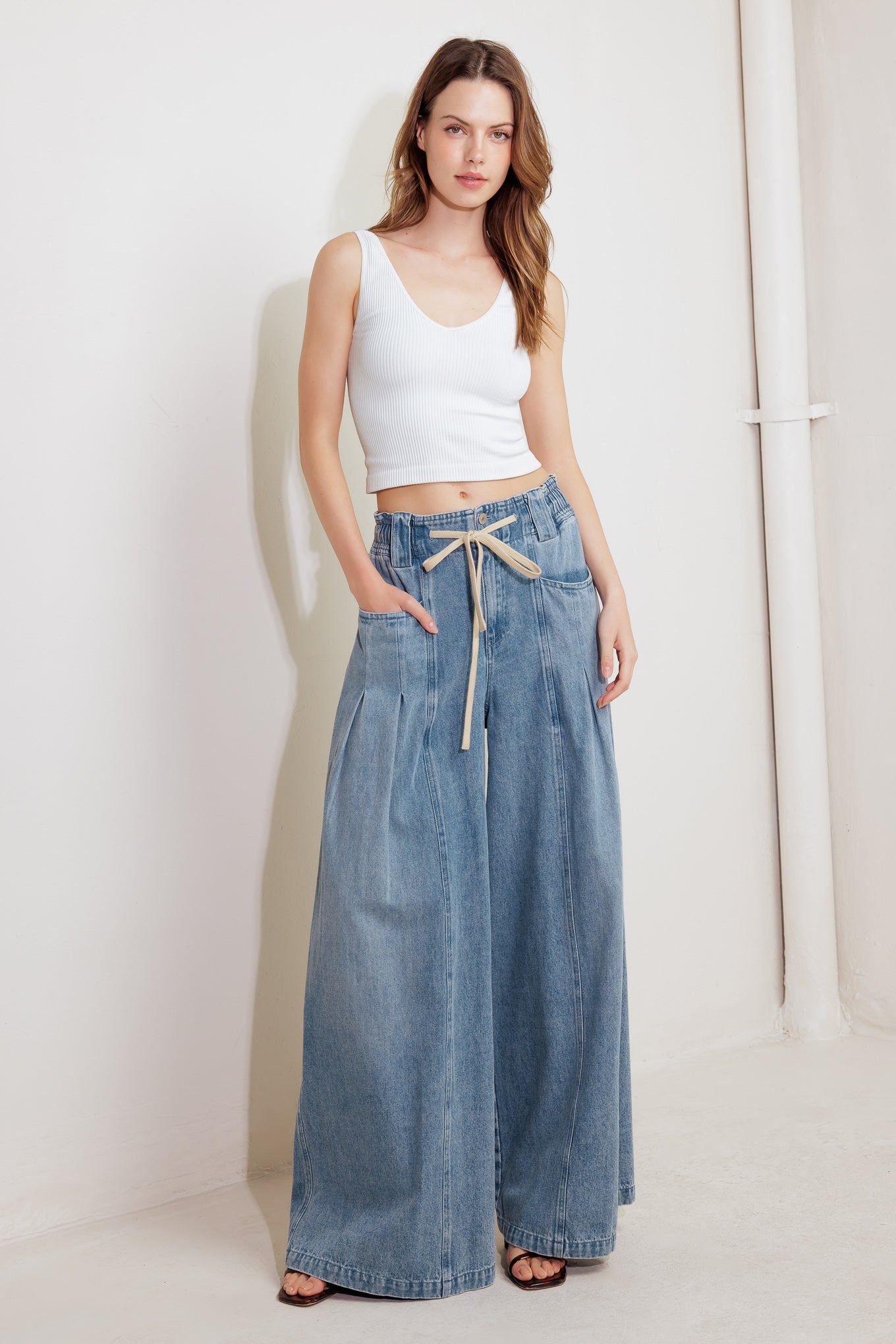 CALM & COLLECTED BLUE DENIM PANTS Flying Tomato