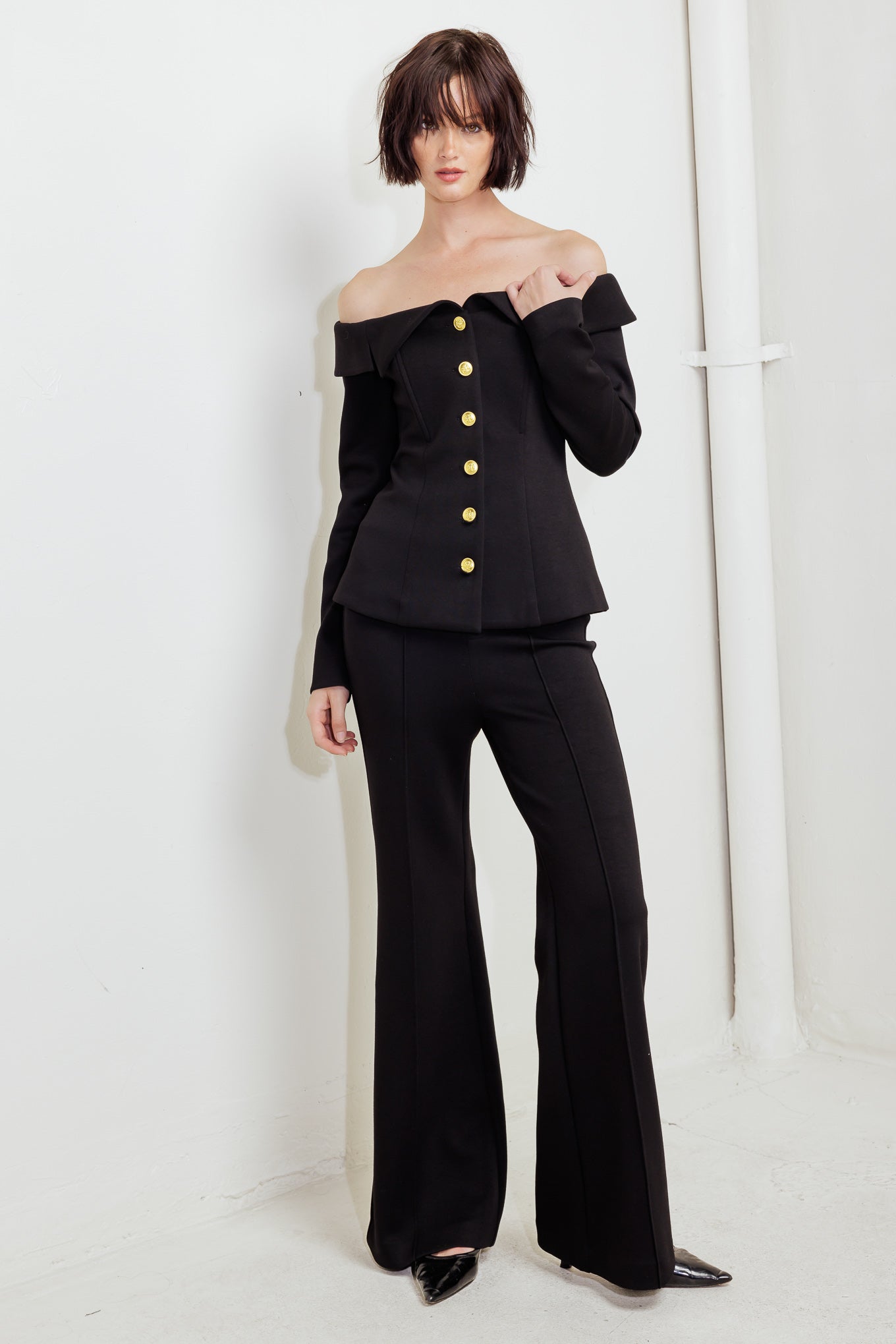 MODERN FLOW BLACK WOVEN PANTS - By Baano