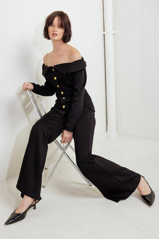 MODERN FLOW BLACK WOVEN PANTS - By Baano
