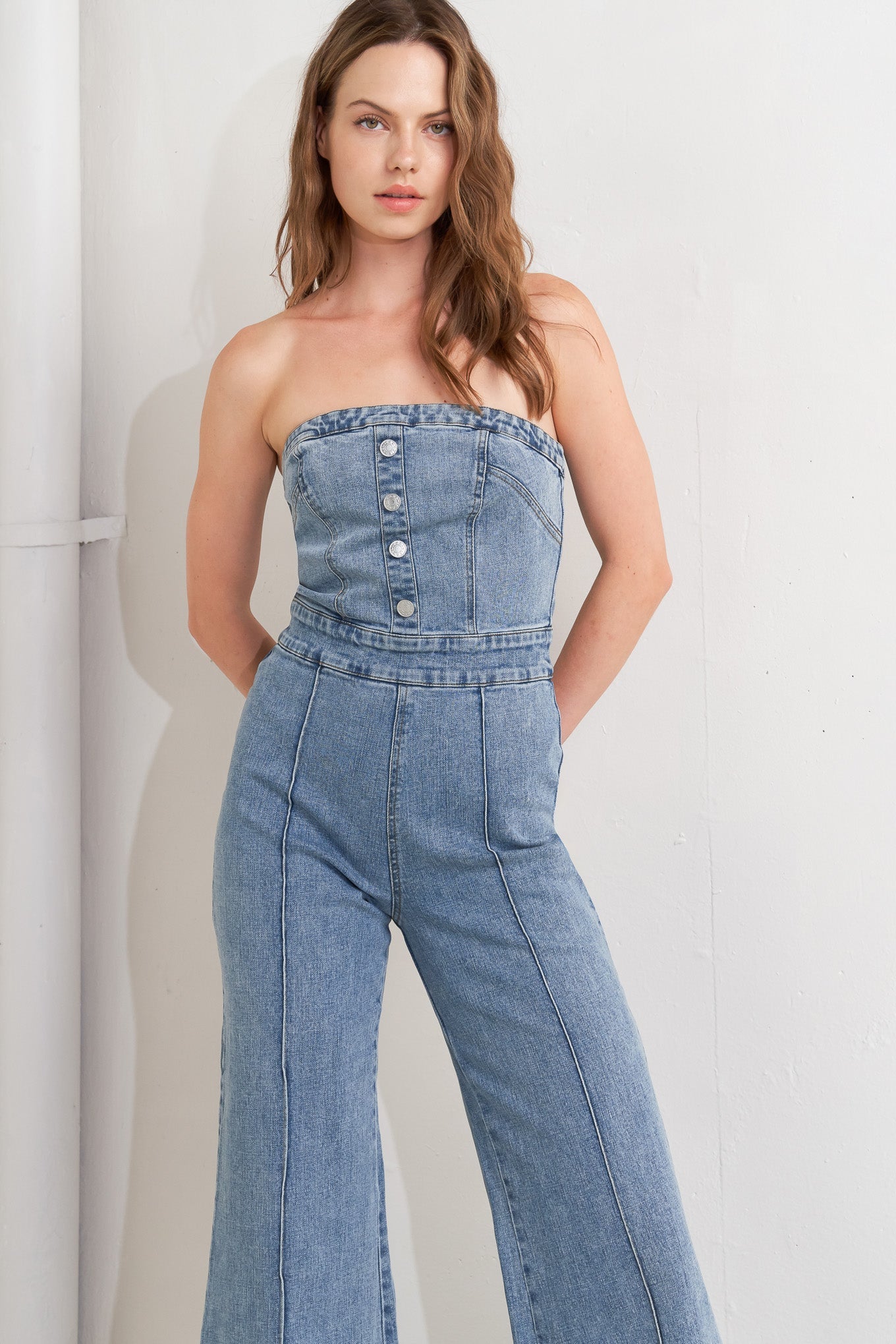 URBAN STRAPLESS DENIM JUMPSUIT - By Baano