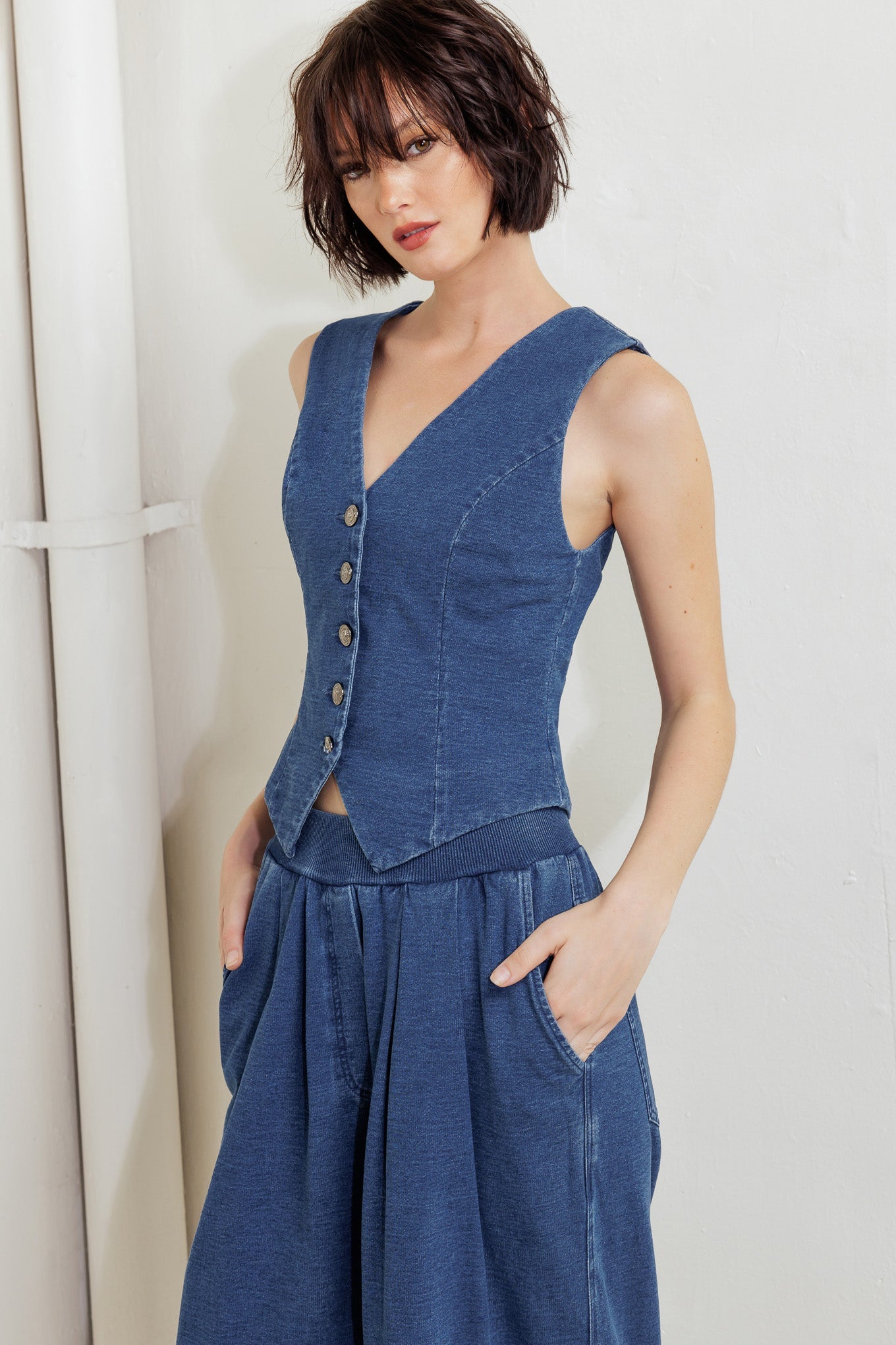 URBAN INDIGO FRENCH TERRY DENIM PANTS - By Baano