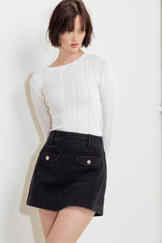 TAILORED FLOW BLACK WOVEN SKORT - By Baano