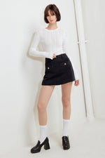 TAILORED FLOW BLACK WOVEN SKORT - By Baano