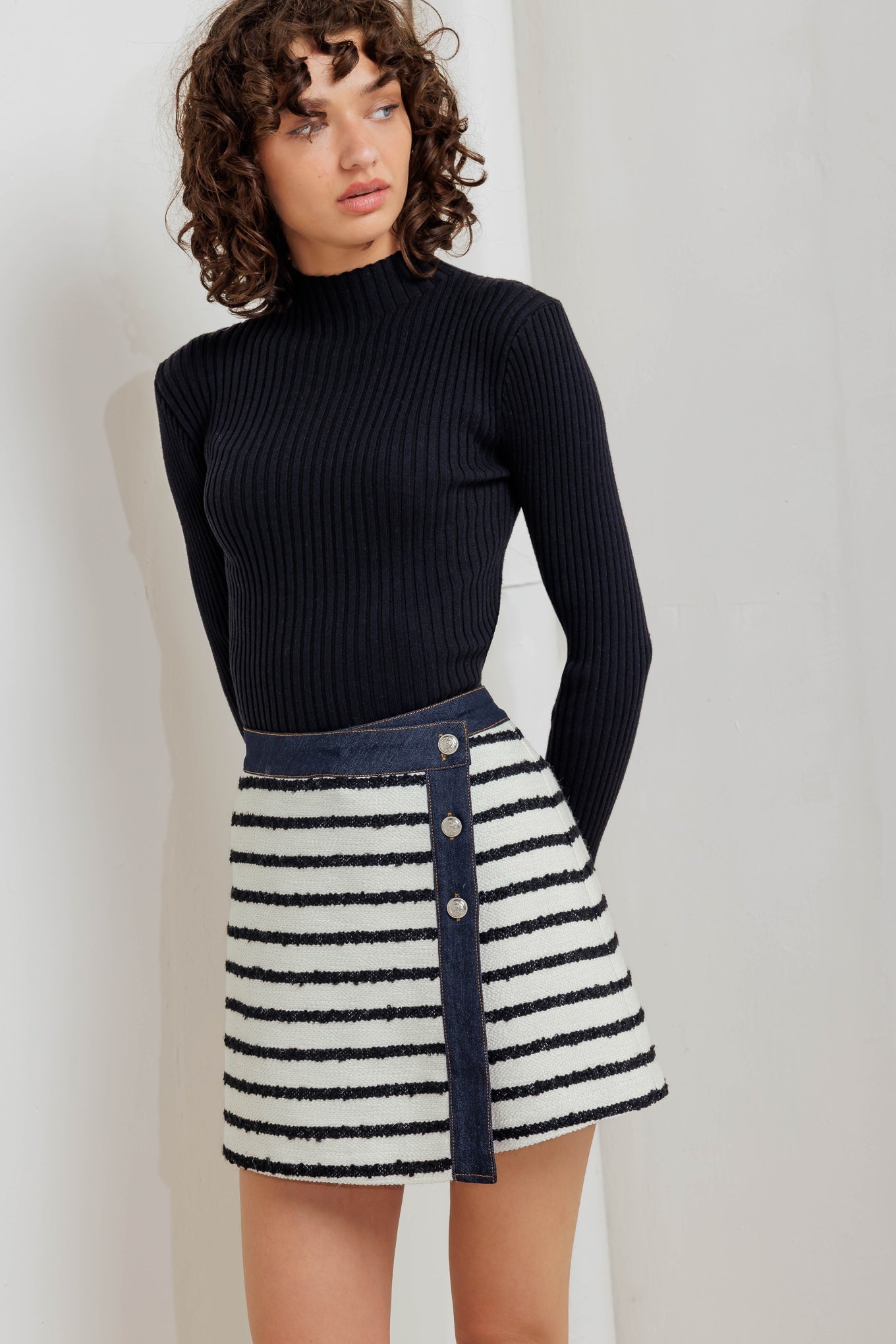 BONJOUR STRIPE WOVEN SKORT - By Baano