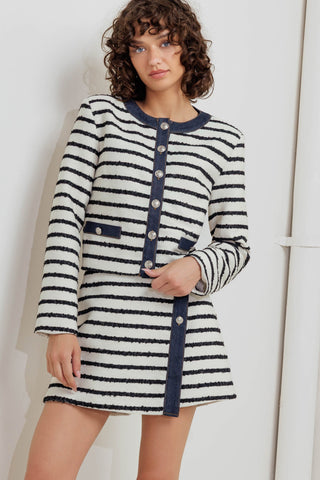 BONJOUR STRIPE WOVEN SKORT - By Baano