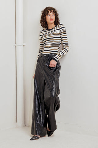 GLOSSY CITY STRIPES FAUX LEATHER PANTS - By Baano