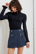 PARISIAN NAVY TWEED SKORT - By Baano