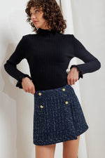 PARISIAN NAVY TWEED SKORT - By Baano
