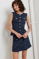 PARISIAN NAVY TWEED SKORT - By Baano