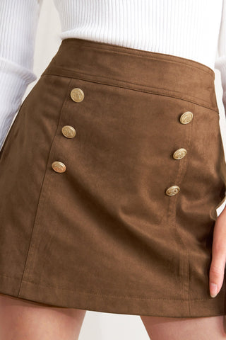 HERITAGE UTILITY FAUX SUEDE SKORT - By Baano