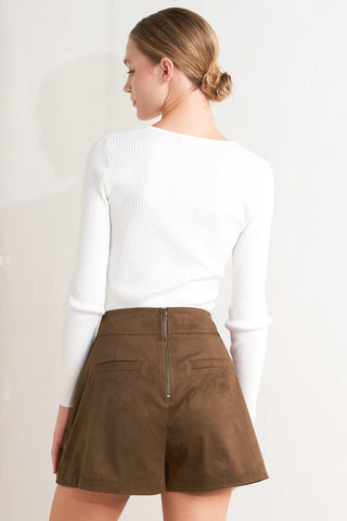 HERITAGE UTILITY FAUX SUEDE SKORT - By Baano