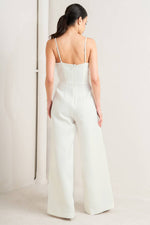 PRISTINE EDGE OFF WHITE WOVEN JUMPSUIT