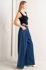 SHARP FEMININITY DENIM PANTS Flying Tomato