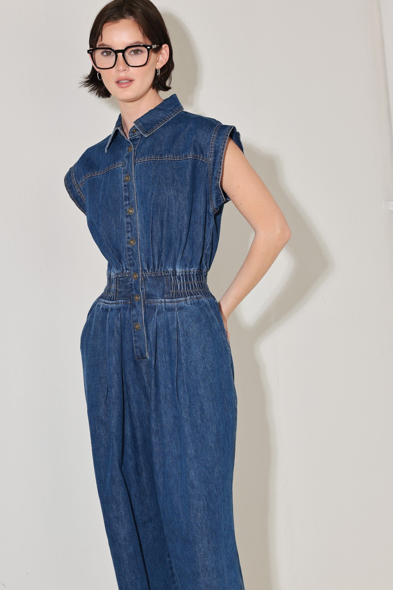 POWER PLAY DENIM JUMPSUIT