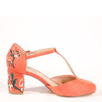 Frenchie T-Strap Embroidered Heels