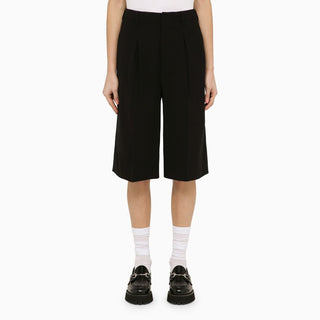 Black wool-blend bermuda shorts - By Baano