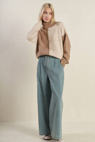 MIXED EMOTIONS COLORBLOCKED SWEATER TOP - By Baano