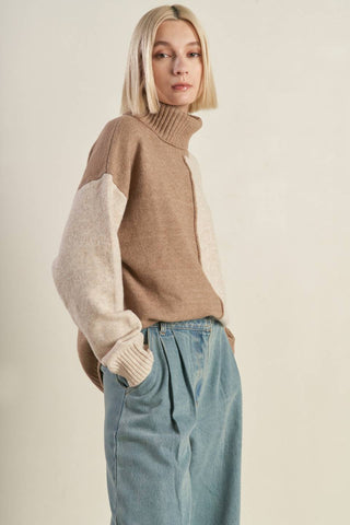 MIXED EMOTIONS COLORBLOCKED SWEATER TOP - By Baano